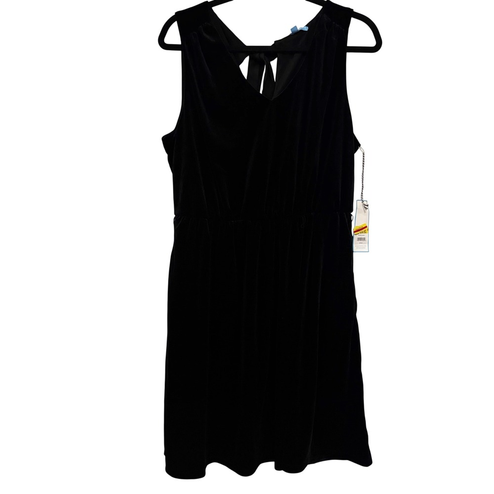 Draper James Women's Black Velvet Sleeveless Fit & Flare Dress Large NWT